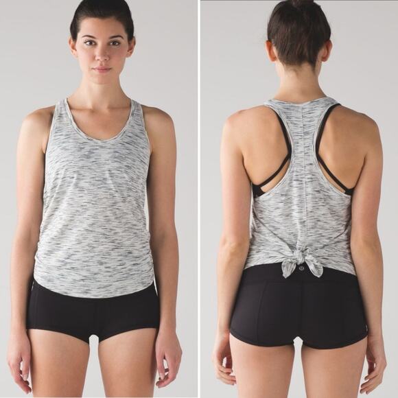 Lululemon Tie It Up Singlet Fly Away Tank Top Tiger Space Dye Black White - Picture 5 of 11